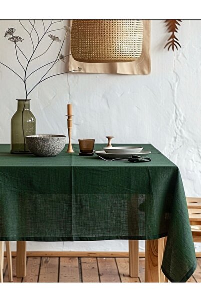 Linen Mood Premier Haki Renk Leke Tutmaz Panama Keteni Masa Örtüsü