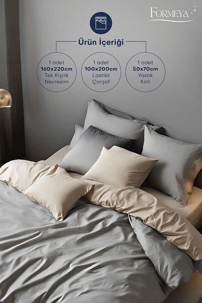Formeya Elastisches Bettbezug-Set für Einzelbett – 1 Kissenbezug