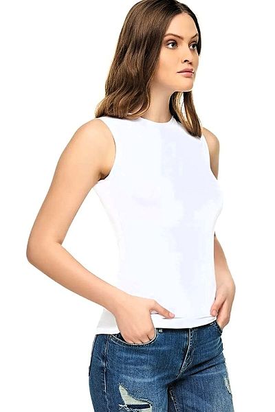SANASEM Zero Sleeve Elastane Crew Neck Tank Top