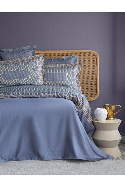 Apricitas HOME طقم غطاء لحاف من الساتان من Double Regina Indigo Elegance