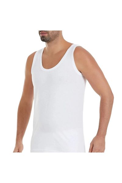 Yıldız Çamaşır Men's 5-Piece White Ribbed Strappy Tank Top
