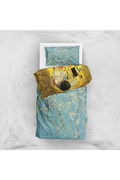 The Lucid Lab Almond Blossoms & The Kiss Çift Taraflı Nevresim Takımı - 200 cm x 220 cm