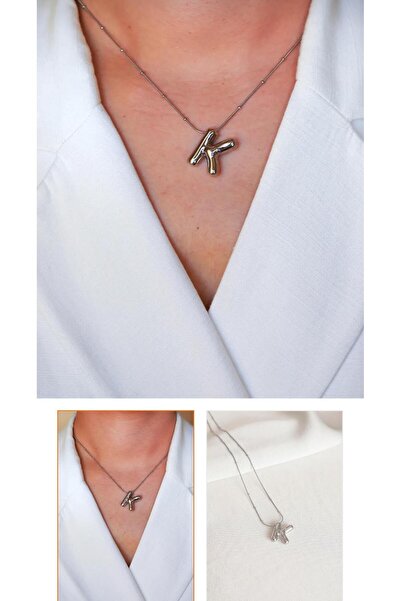 caseopia C-M-E-Y-B-S-K-H-T-F-Z Harfli Balon Model Gümüş Renkli Çelik Kolye BA...