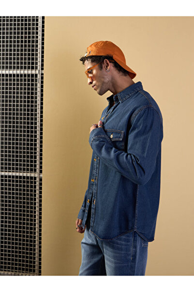 Mascln Sassafras By Styli Tencel Relaxed Fit Shirt with Pocket Detail