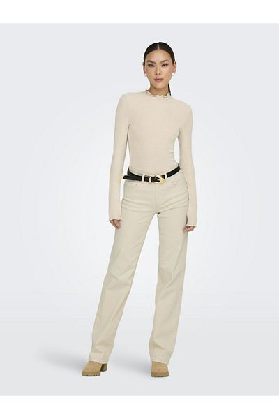 ONLY White Onblush Mid Straight Women's Pants - Dnm Dot Noos 15337793 -Ecru