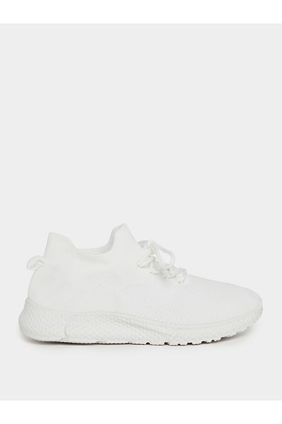 Styli Textured Slip-On Sneakers with Lace Up Details
