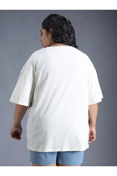WHITE Plus Size Typography Print Oversized T-Shirt