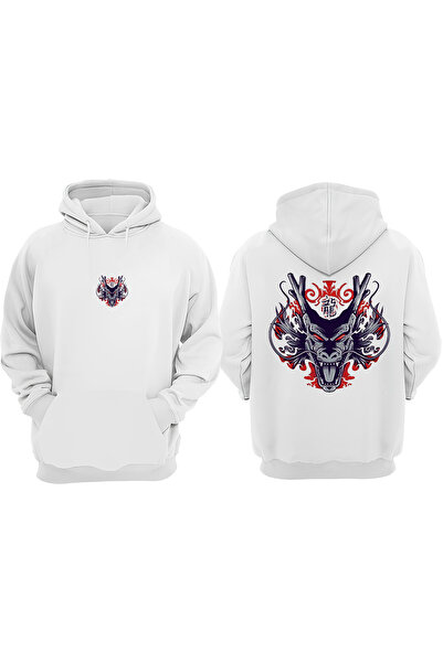 Anetos Dragon Face Design Spate cu imprimeu Alb Swea tricou