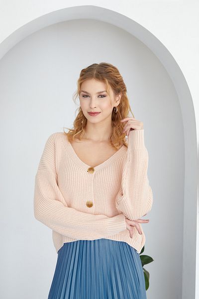 Fulla Moda Πλεκτή ζακέτα με κουμπιά V λαιμόκοψη