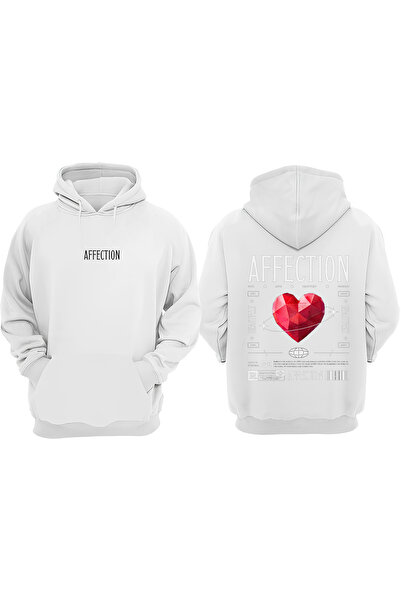 Anetos Affectıon Heart Tasarım Sırt cu imprimeu Alb Swea tricou