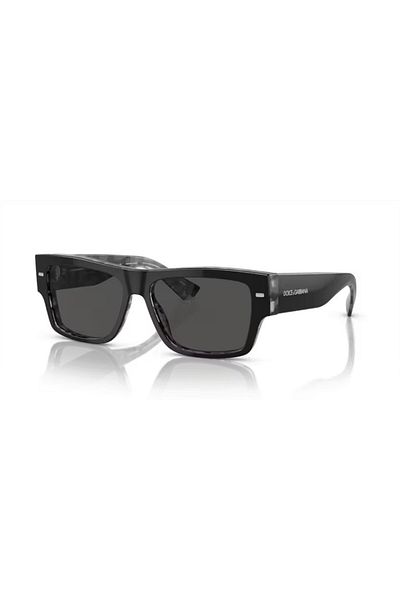 Dolce&Gabbana Dolce & Gabbana Man Rectangle Sunglasses- Dg 4451 - Lense Size:55mm - Black On Grey Havana