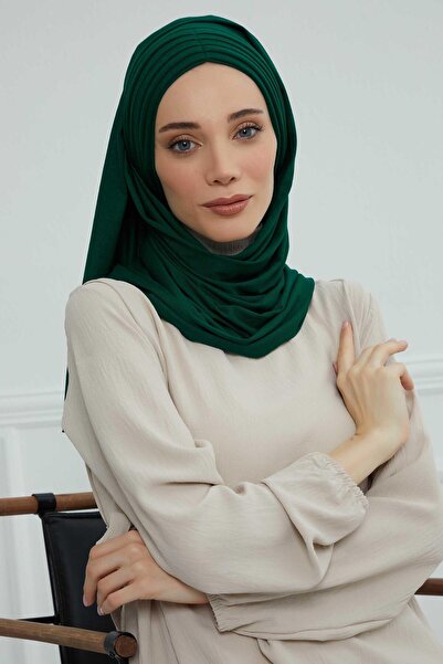 Aisha's Design Πλισέ πρακτικό χτενισμένο βαμβακερό σάλι, CPS-41, Πράσινο