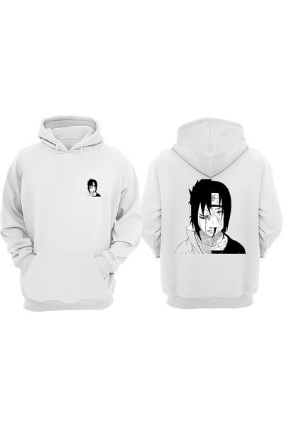 Anetos Hanorac alb İthaci și Sasuke Tatto Design Back B cu imprimeu