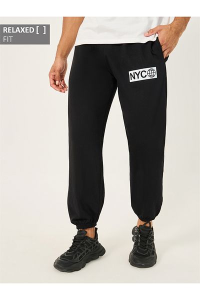 Styli Graphic Print Cotton Rich Fleece Relaxed Fit Joggers