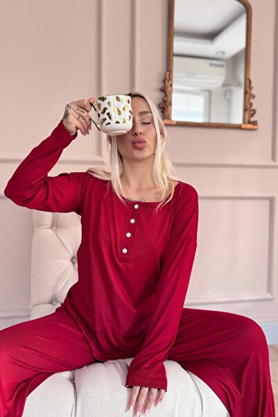 Pijamaevi Γυναικείο σετ πιτζάμες Claret Red Dublin με μακρυμάνικη πατιλέτα