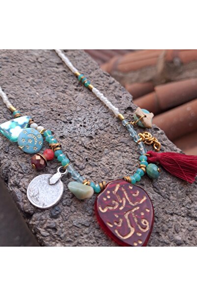 azra takı tasarım Handmade Design Short Authentic Colorful, Women Necklace