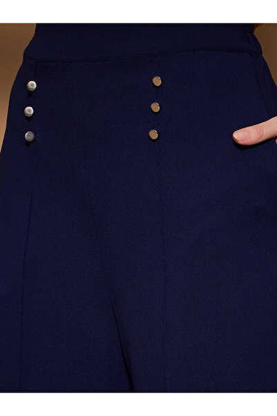 Kassually By Styli High Rise Wide Leg Pants with Button Detail