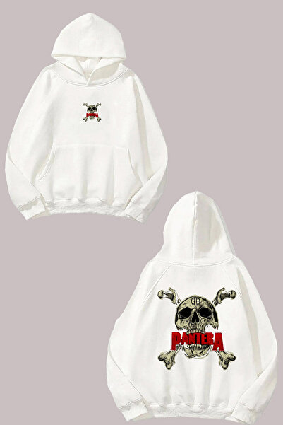 Anetos Pantera Face Design Spate cu imprimeu Alb Swea tricou