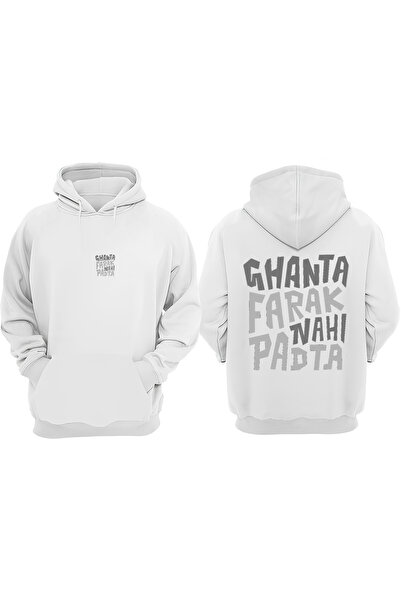Anetos Λευκό φούτερ Ghanta Farak Nahı Padta Design Sırt με τύπωμα