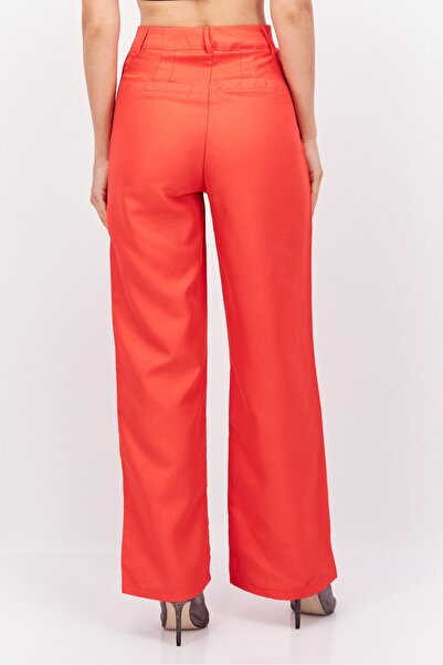 Missyempire Women Regular Fit Plain Wide Leg Pant, Pink