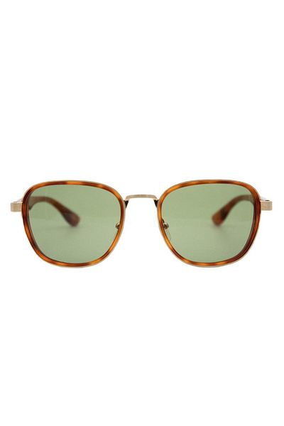REDBERRY Saint Louis 2 51-20 Unisex Sunglasses – Brown Acetate Square Frame, Green Matte Glass, U
