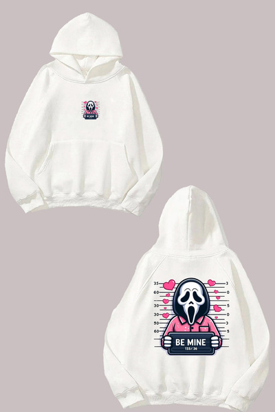 Anetos Scream Lovers Design Hanorac Alb cu imprimeu pe spate