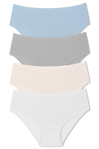 HNX 4 Pack Cotton Ribbed High Waist Plus Size Women's Panties