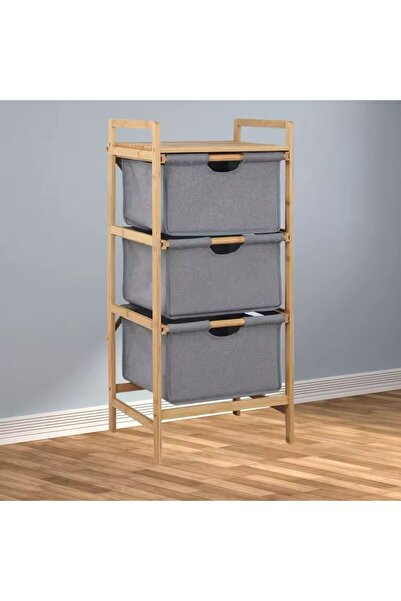 OLİVYA Bambu 3 Çekmeceli Dolap Çok Amaçlı Organizer Düzenleyici Şifonyer