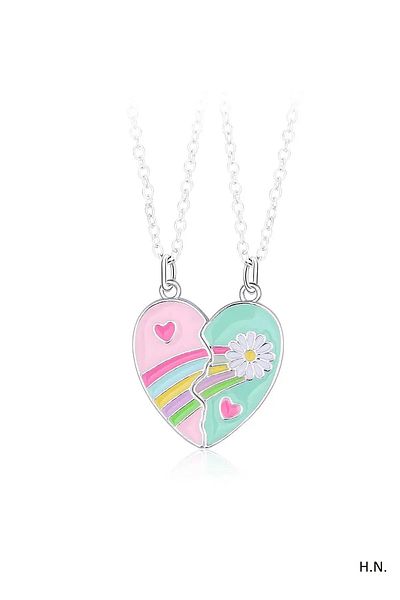 Herşey Nota Magnetic Necklace Set with Double Daisy and Heart Figures