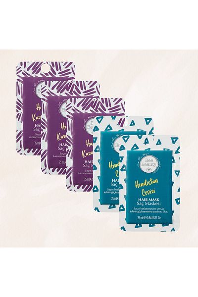 Bee Beauty Volumizing Hair Mask 25 ml X 3-Coconut Hair Mask 25 ml X 2 Pcs