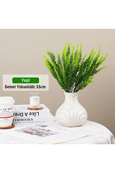 Yapay Çiçek Deposu 5 Dal Plastik Lavanta Demeti 35 cm Yeşil