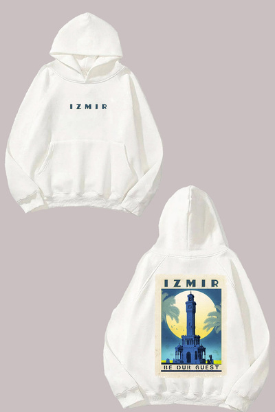Anetos Hanorac alb cu imprimeu pe spate Design Poster Izmir