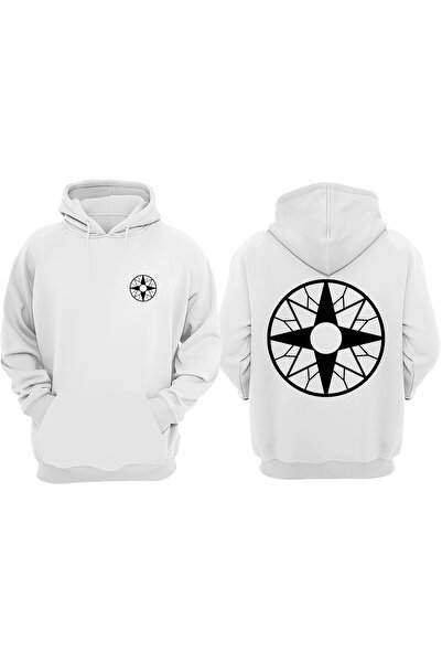 Anetos Naruto Otsutsuki Clan Logo Design Hanorac Alb cu Imprimeu pe Spate