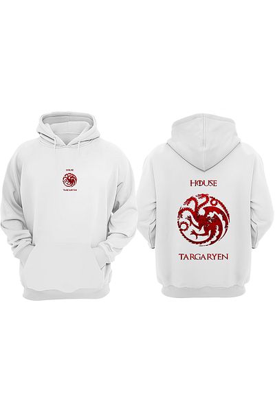 Anetos House Targaryen Design Back Printed White Sweatshirt