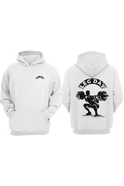 Anetos Λευκό φούτερ Leg Day Design Back με τύπωμα
