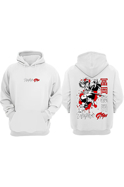 Anetos Демонски убиец Томиока Гию Дизайн Слайд с печат на гърба Бяла суитшърт