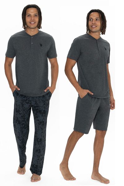 U.S. Polo Assn. Σετ 3 Πυτζάμες & Σορτς, Βαμβακερό, Λαιμόκοψη, Κοντό μανίκι, με τσέπες