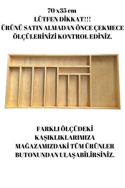 ayfiwood 70X35 cm Ayfiwood Wooden Cutlery with Drawer Inside Dining Set and Serving Utensil Organizer