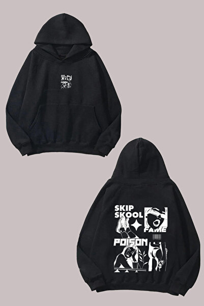 Anetos Skıp Skool Poison Fame Design Rucsac cu imprimeu Negru Swea tricou