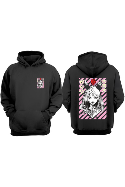 Anetos Naruto Kaguya Design Spate cu imprimeu Negru Swea tricou