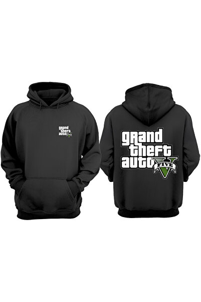 Anetos Grand Theft Auto Five Design Hanorac Negru cu Imprimeu pe Spate