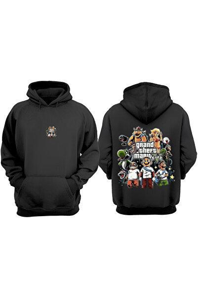 Anetos Grand Theft Mario Design Rucsac cu imprimeu Negru Swea tricou