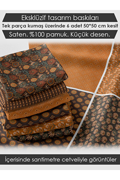 FabricMarket 6 Adet 50x50 cm %100 Pamuk Patchwork Kumaş Seti – Dikiş ve El İş...