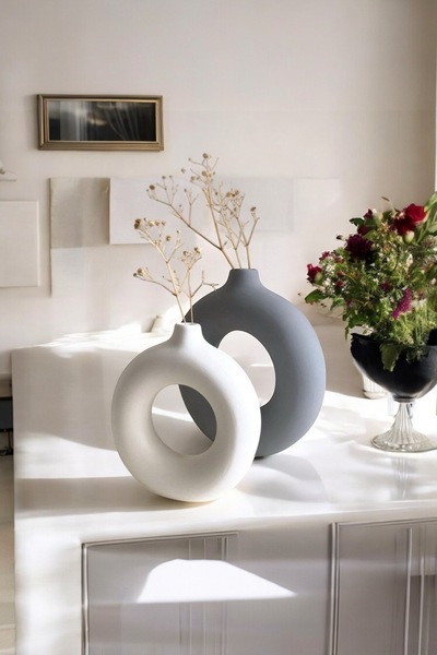 PICCOLA VITA Λευκό - Γκρι Βοημικό Βάζο Σιμιτ Γυαλιστερό | Σχέδιο βάζου Pinterest