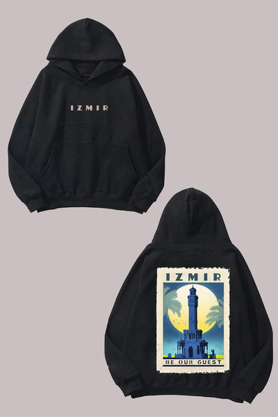 Anetos Hanorac negru İzmir Poster Design Sırt B cu imprimeu