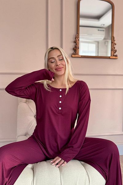 Pijamaevi Set de pijamale pentru femei Plum Dublin cu mânecă lungă