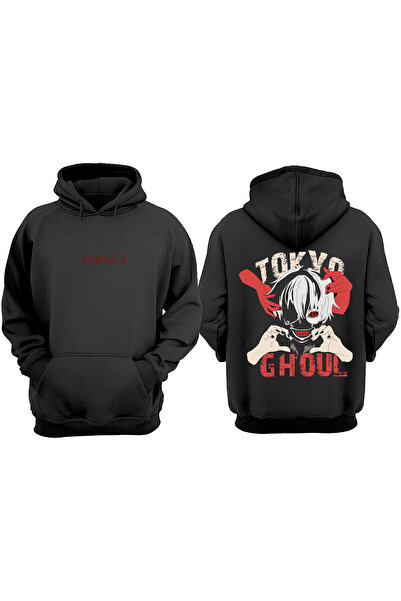 Anetos Μαύρο φούτερ Ken Kaneki Tokyo Ghoul με σχέδιο τατουάζ στην πλάτη με τύπωμα