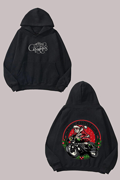 Anetos Crăciun Fericit Design Moș Crăciun Rucsac cu imprimeu Negru Swea tricou