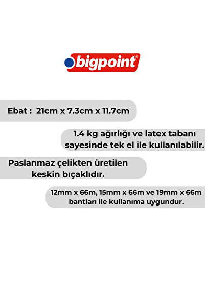 Bigpoint |   Tape Cutting Machine, 66 Mt, Large Size, Blue, Compatible with 12-19 mm Tapes