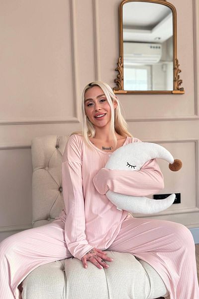 Pijamaevi Powder Dublin Long Sleeve Placket Women's Pajamas Set
